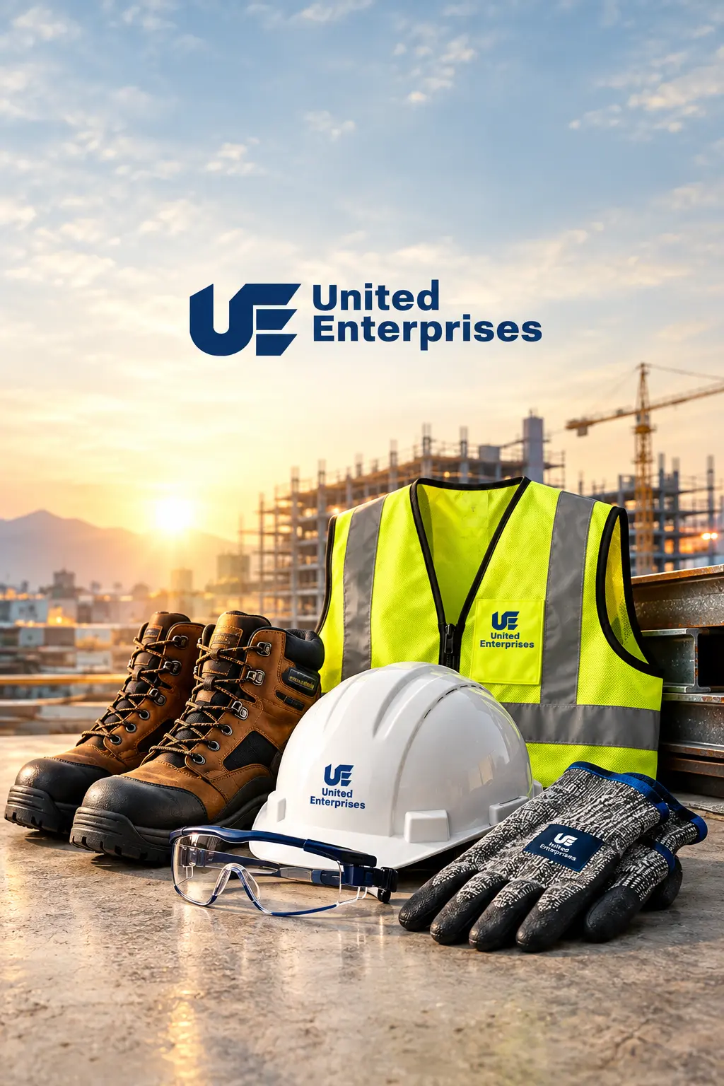Workers wearing certified personal protective equipment on site