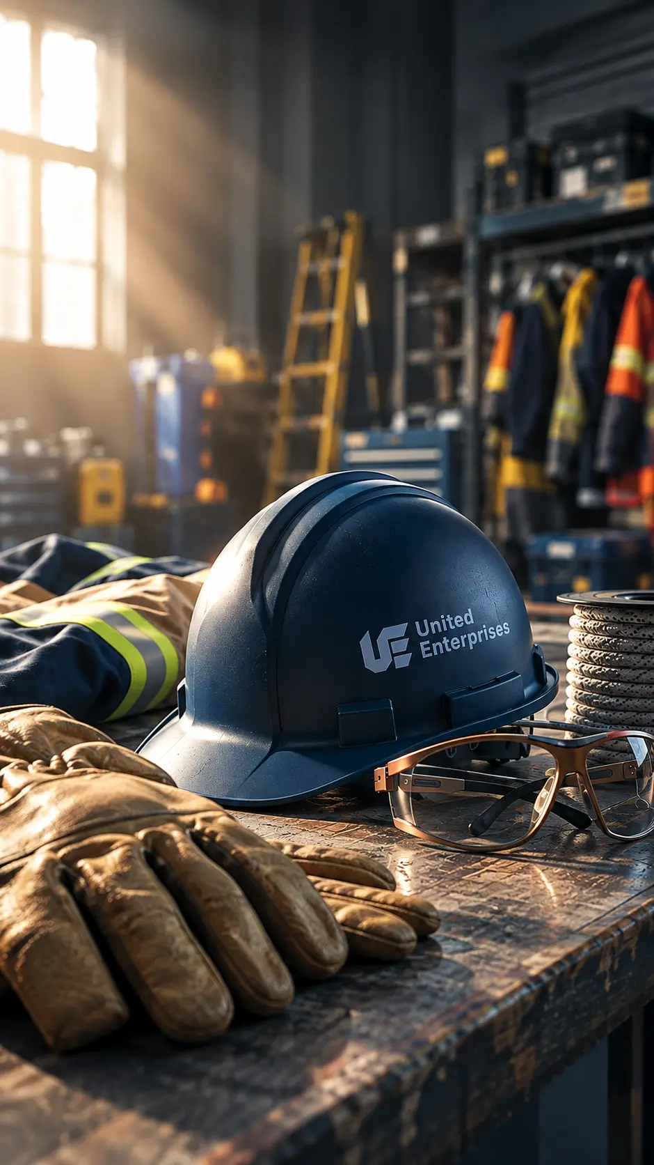 Warehouse stocked with industrial safety equipment